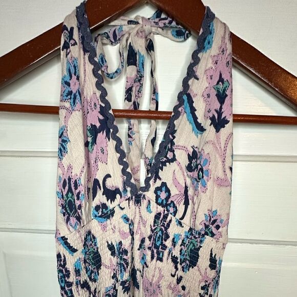 NWTs RAGA Waiola Tassel Floral Tiered Halter Maxi Dress Size Medium - Picture 4 of 9